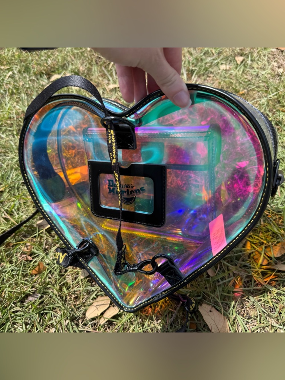Dr Martens Heart Backpack Holographic Iridescent Mini Bag Y2K Festival New - Picture 3 of 4